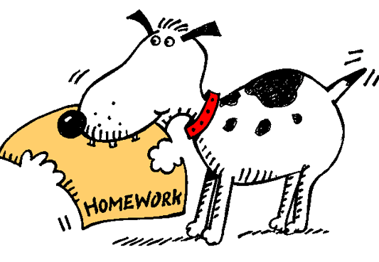 This is a picture of a dog eating homework.